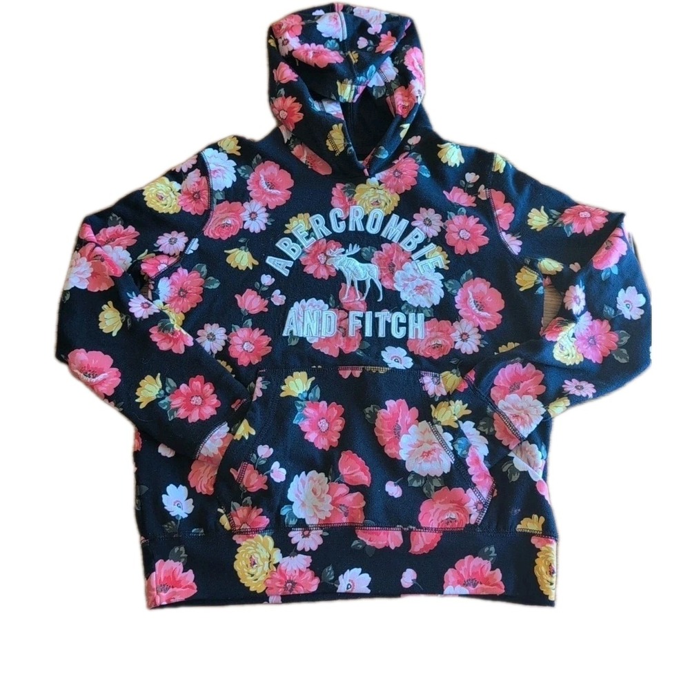 Abercrombie And Fitch Floral Crop Crew Sweatshirt Junior Sz 13/14 Cotton Blend